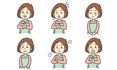 表情　バリエーション　おかあさん