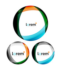 Set of geometric shape convergence logo design templates