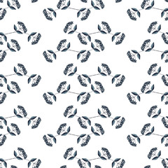 Seamless vector pattern of the graphic images of the flowers. Handmade. It can be used for packaging, invitations, holiday cards, etc.