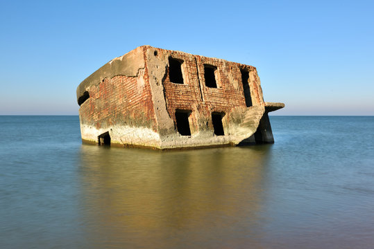 Ruins of bunker on the beach