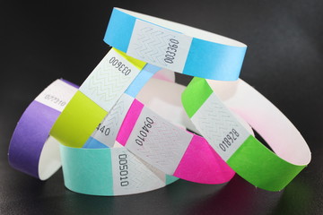 Colorful collection of Wristbands for tracking people in night clubs, music festivals and hobbies