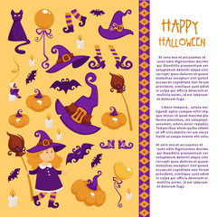 Halloween Banner with Icons on Halloween theme.