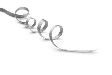 Naklejka premium Silver ribbon on white background
