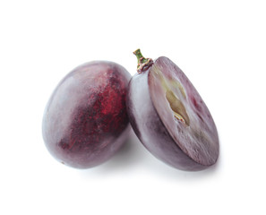 Fresh ripe grapes on white background