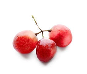 Fresh ripe grapes on white background