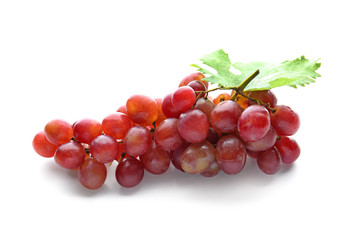 Fresh ripe grapes on white background