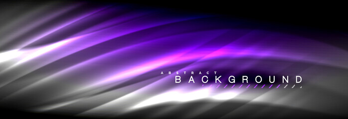 Neon glowing fluid wave lines, magic energy space light concept, abstract background wallpaper design