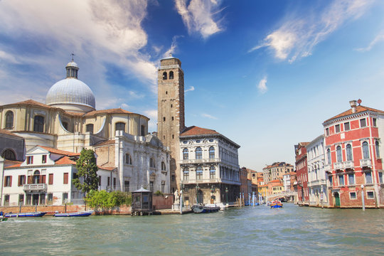 Beautiful views of the Grand Canal in Venice, Italy
