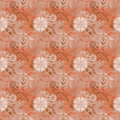 Seamless background pattern with a variety of colored floral motifs.