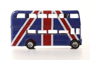 ユニオンジャック柄のダブルデッカーバス模型 Union Jack Double-Decker Bus Model
