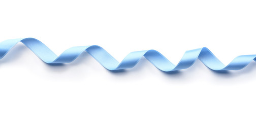 Beautiful blue ribbon on white background
