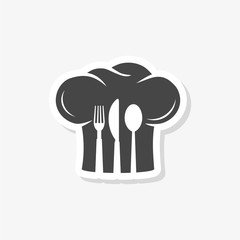 Chef hat silhouette with fork, knife, spoon sticker