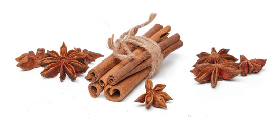 Cinnamon sticks isolated on white background