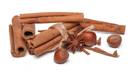 Cinnamon sticks isolated on white background