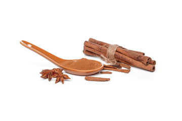 Cinnamon sticks isolated on white background