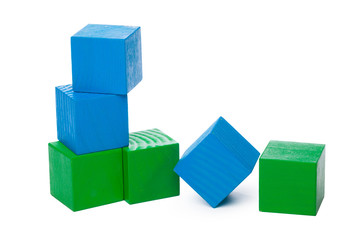 Obraz premium Wooden building blocks isolated on white background