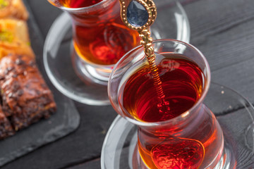 Turkish tea in traditional glass