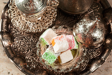 Traditional turkish coffee and turkish delight