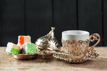 Traditional turkish coffee and turkish delight