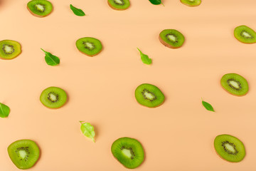 Creative layout made of Kiwi fruits