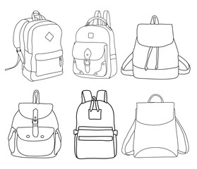 outline, simple sketch of a backpack