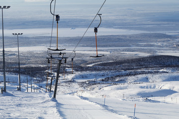 Fototapeta na wymiar drag ski lift