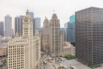 View of Chicago downtown and skyscrapers, Illinois, USA 