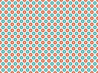 Teal and orange polka dot ppatern on white background