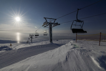 Fototapeta na wymiar view from the top of the ski resort