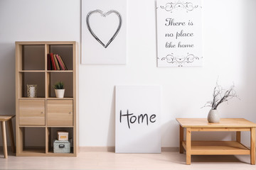 Fototapeta premium Beautiful pictures in interior of living room