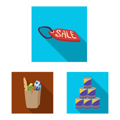 Isolated object of food and drink logo. Set of food and store stock vector illustration.