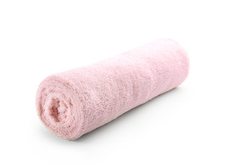Clean soft towel on white background