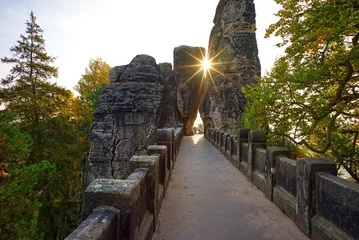 Tissu par mètre Le pont de la Bastei Sächsische Schweiz - Die Basteibrücke im Gegenlicht
