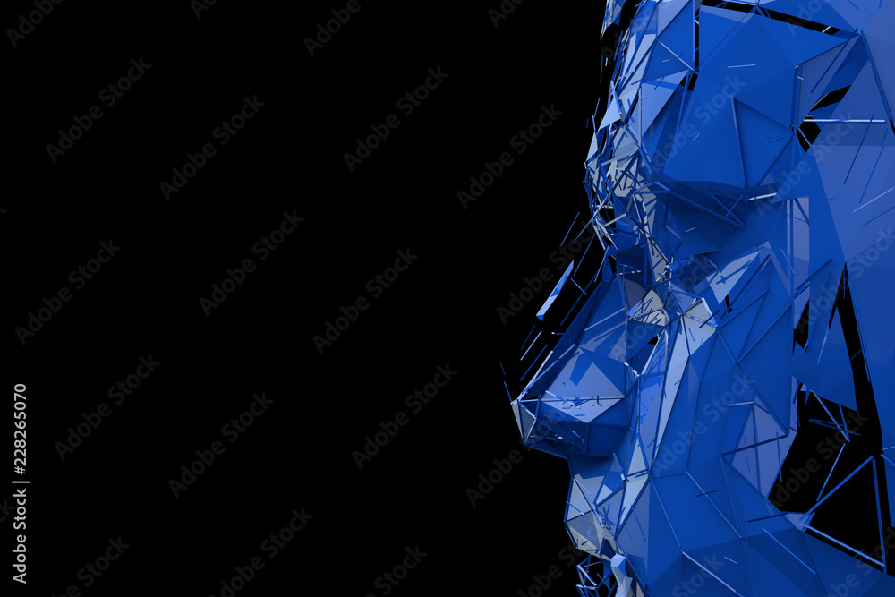 Aufkleber artificial intelligence concept. human head made fom connected lines. 3d rendering