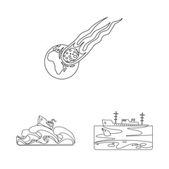 Isolated object of natural and disaster symbol. Collection of natural and risk stock symbol for web.