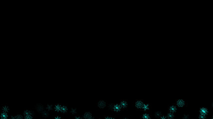 Abstract background with a variety of colorful snowflakes. Big and small.