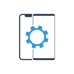 Vector Smartphone and Gear Icon Settings or Mobile. 