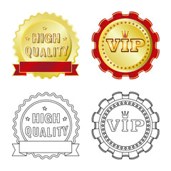 Vector design of emblem and badge sign. Set of emblem and sticker stock vector illustration.