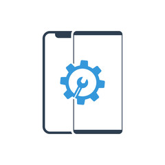 Settings on smartphone screen. Phone fix repair icon logo vector