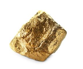 Gold nugget on white background