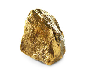 Gold nugget on white background