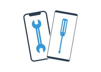 phone mobile repair logo. smartphone and tools. Service electronic technic.