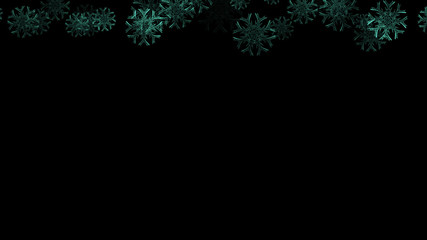 Abstract background with a variety of colorful snowflakes. Big and small.