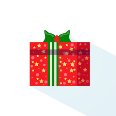 Gift box wrapped ribbon holiday present isolated