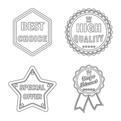 Obraz premium Vector design of emblem and badge symbol. Set of emblem and sticker vector icon for stock.