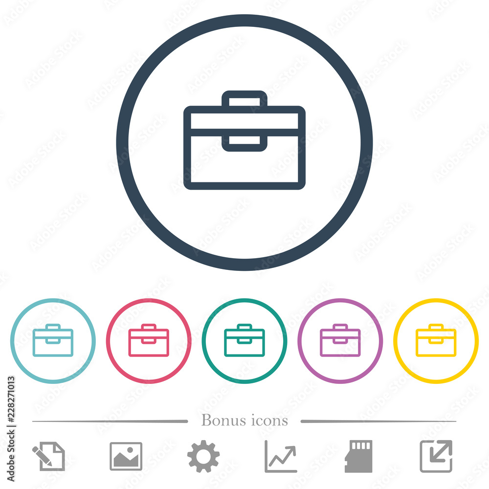 Poster toolbox flat color icons in round outlines