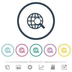 Fototapeta premium Web search flat color icons in round outlines