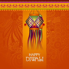 Decorated Kandil for Happy Diwali background