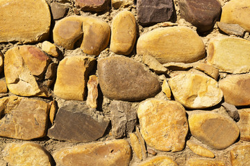 boulders in old mud house , background or texture