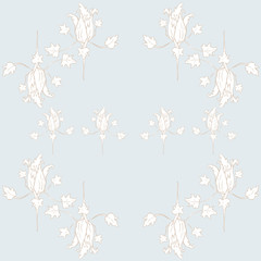 Vector Magical Pumpkin Flowers in pastel seamless pattern background. Perfect for fabric, scrapbooking and wallpaper projects.